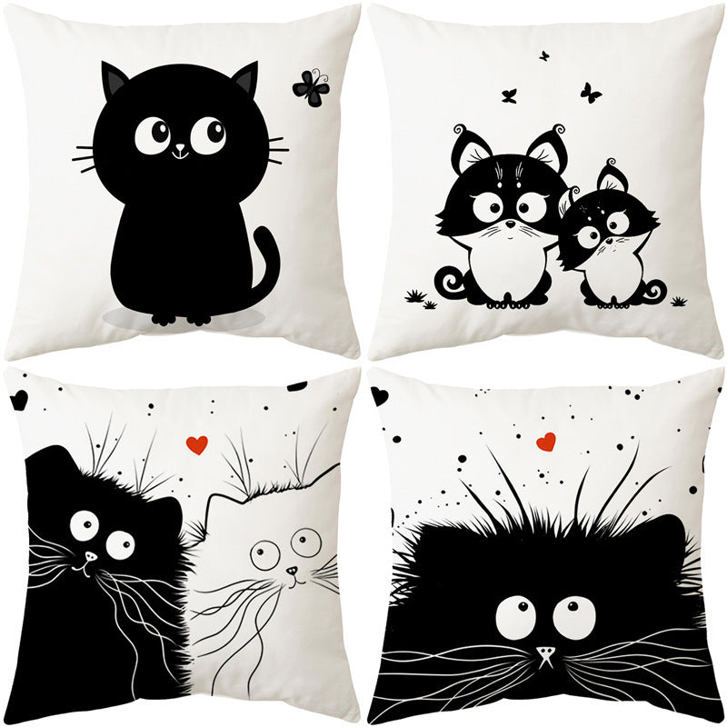 Cartoon Cat Pillow Cover