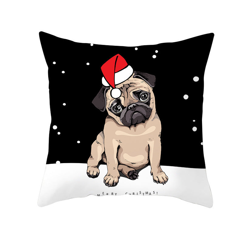 Christmas Pet Peach Skin Fabric Pillow Cover