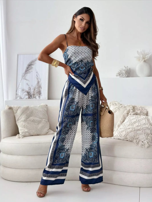 Riviera printed cami and wide-leg pants set for women