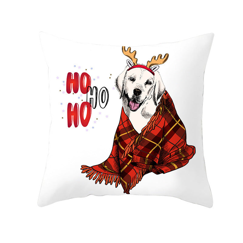 Christmas Pet Peach Skin Fabric Pillow Cover