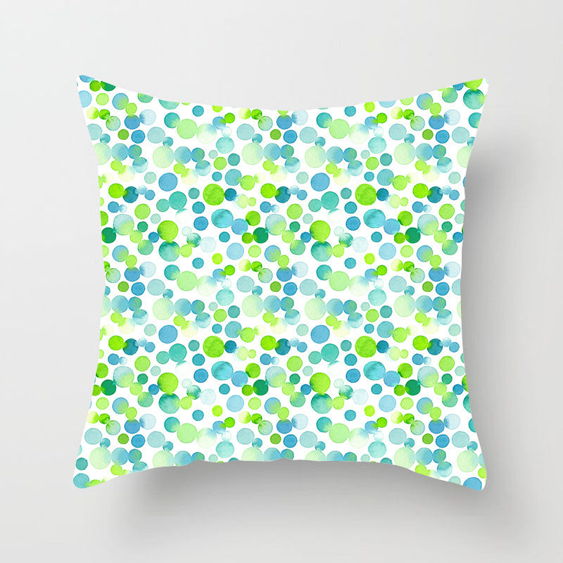 Blue And Green Printed Pillow Cover