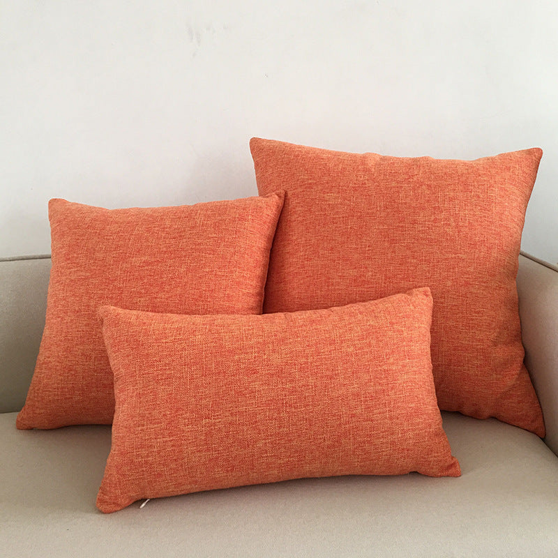 Solid Color Cotton and Linen Throw Pillow Cover