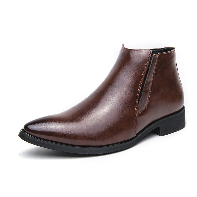 High-top Leather Shoes Men's Side Zipper Working Wear Ankle Boots