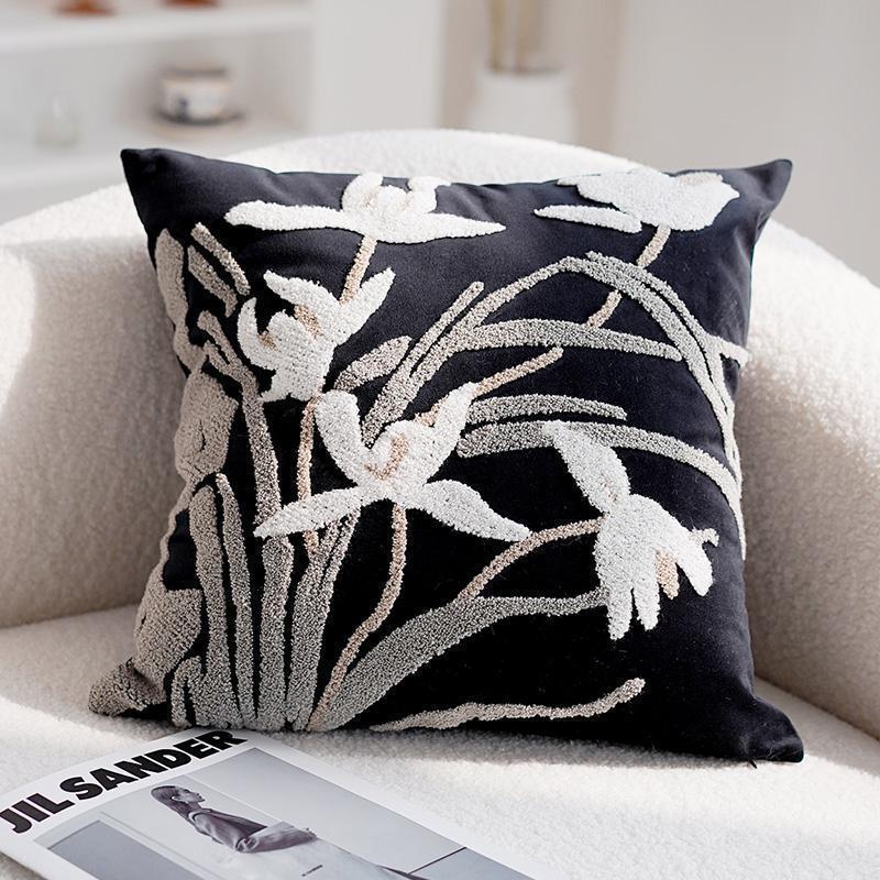 Plant Leaves Tufted Pillow Cover