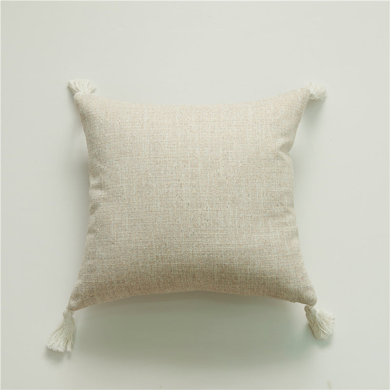 Cotton And Linen Tassel Pillow Cover