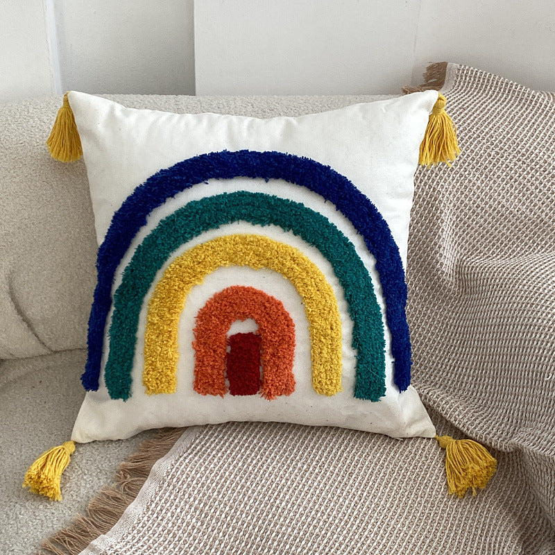 Fashion Rainbow Tufted Pillow Cover