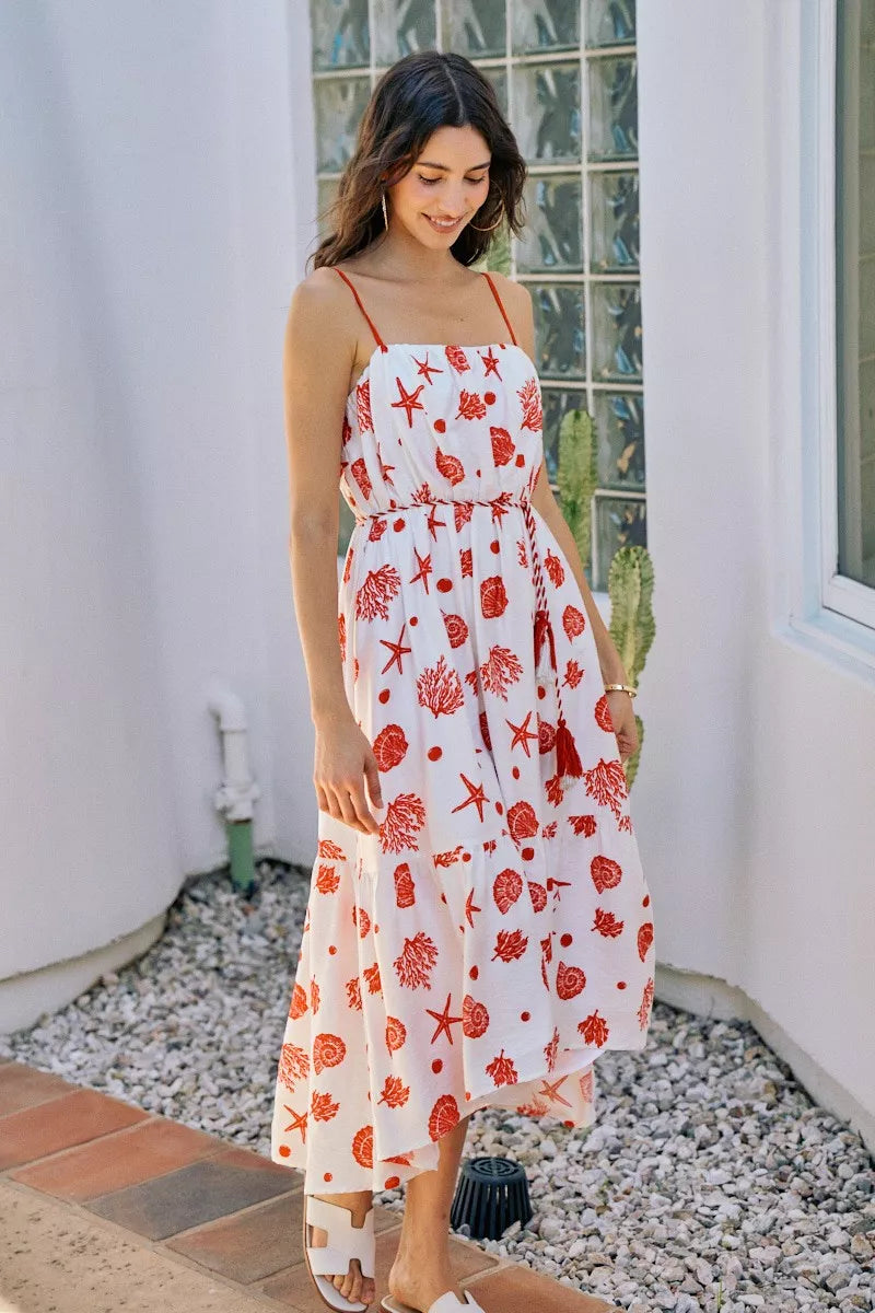 Women’s shell print resort dress for cruises and brunch
