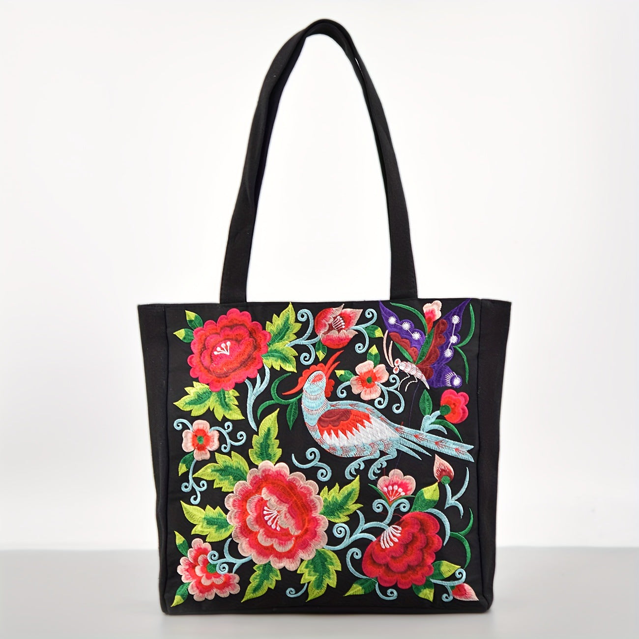 Ethnic Style Embroidered Shoulder Bag Large Capacity Portable Shopping Bag