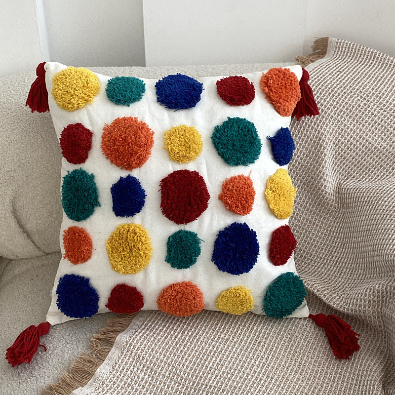 Fashion Rainbow Tufted Pillow Cover