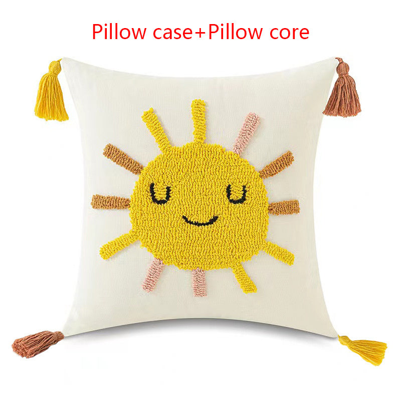 Bright and Cheerful! Loop Pillow Cover Tufted