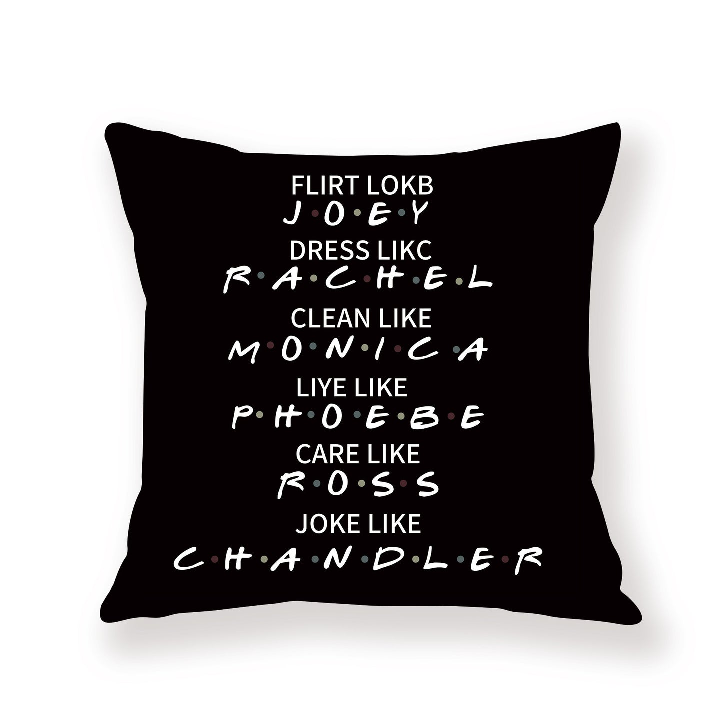 Black English Letter Pillow Cover Text