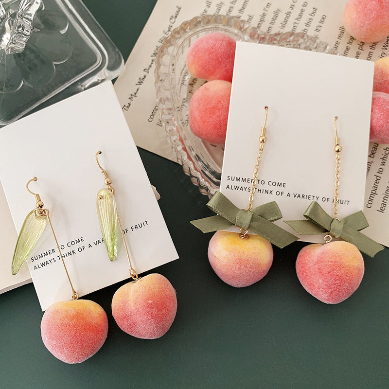 Sweet Peach Long Earrings Girl