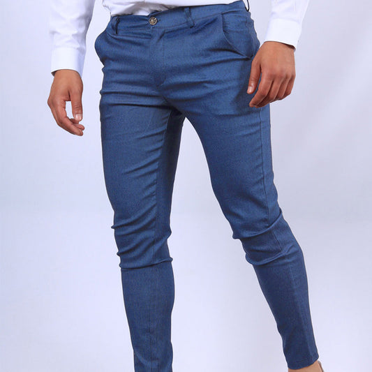 Solid Color Textured Casual Tapered Pants