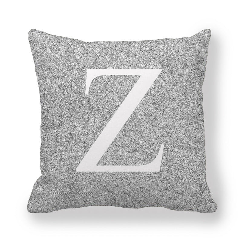 Fashion Gray Shading 26 English Letters Encrypted Peach Skin Fabric Pillow Cover