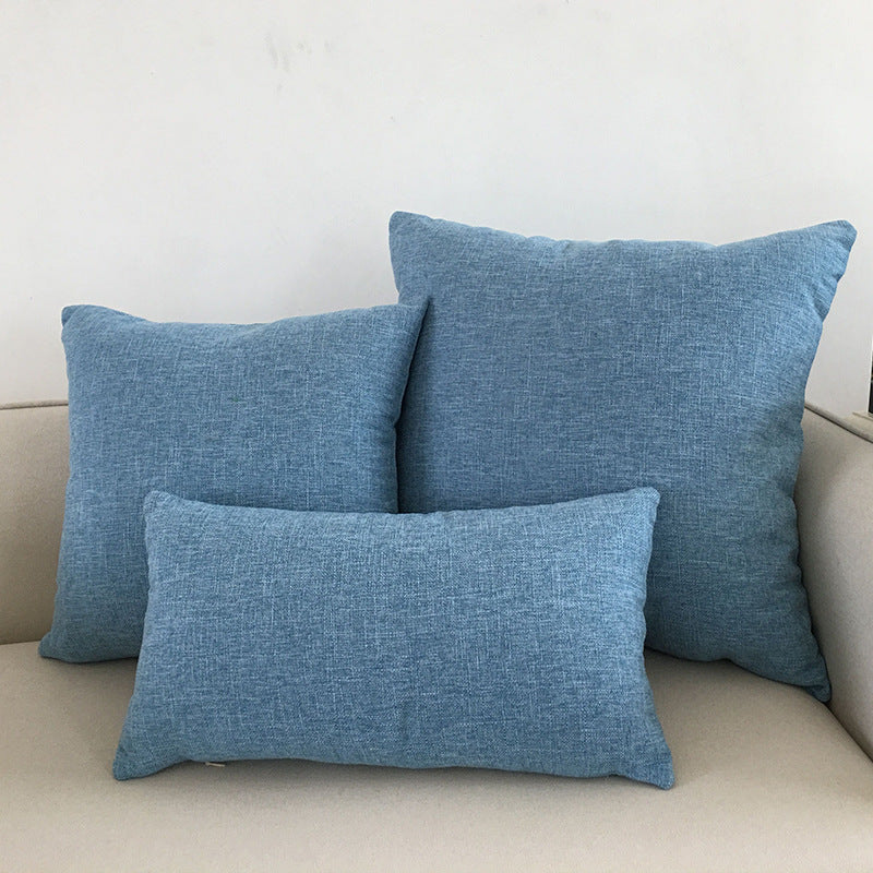 Solid Color Cotton and Linen Throw Pillow Cover