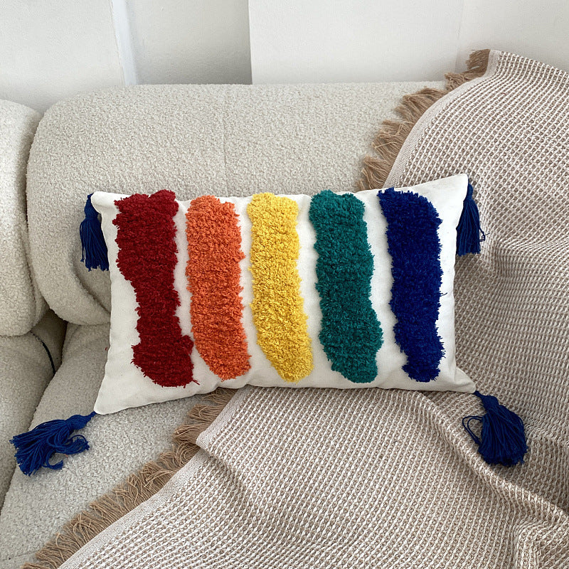 Fashion Rainbow Tufted Pillow Cover