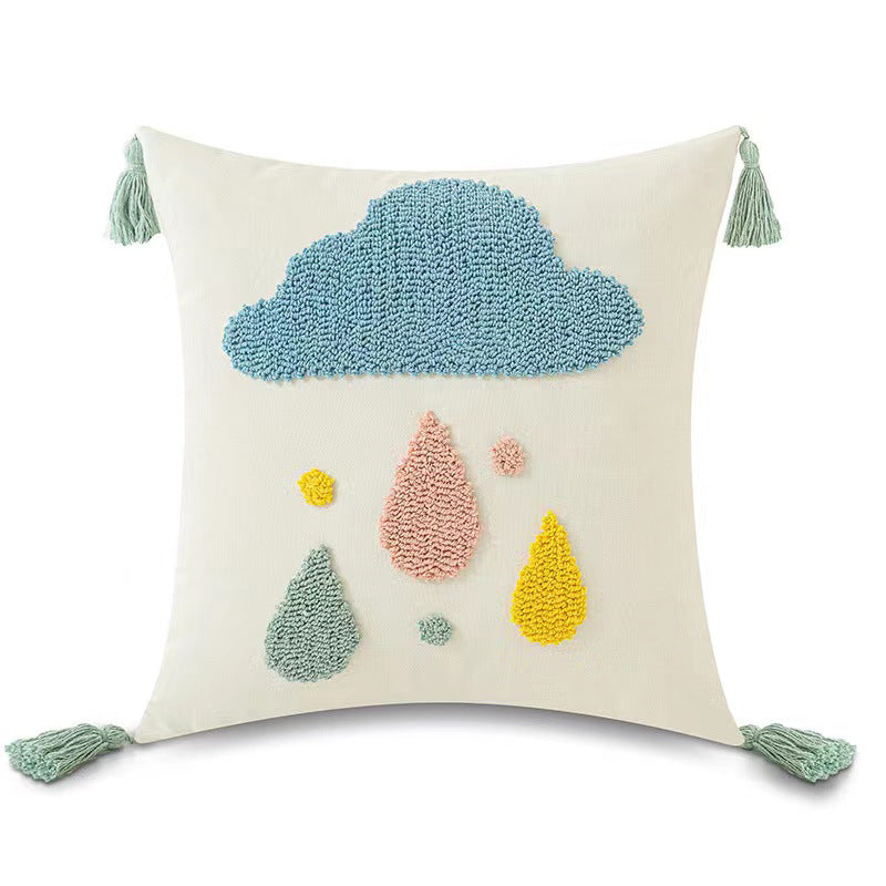 Bright and Cheerful! Loop Pillow Cover Tufted