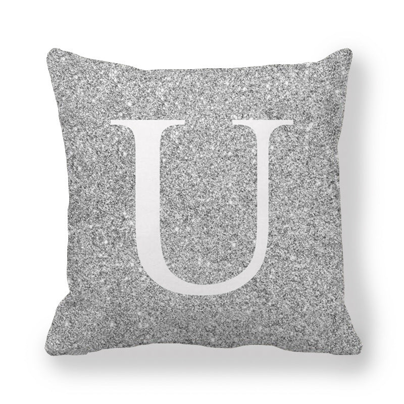 Fashion Gray Shading 26 English Letters Encrypted Peach Skin Fabric Pillow Cover