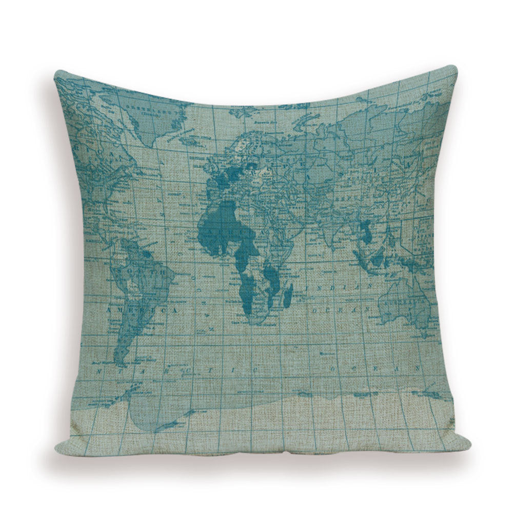 Retro Toss Pillowcase - World Map