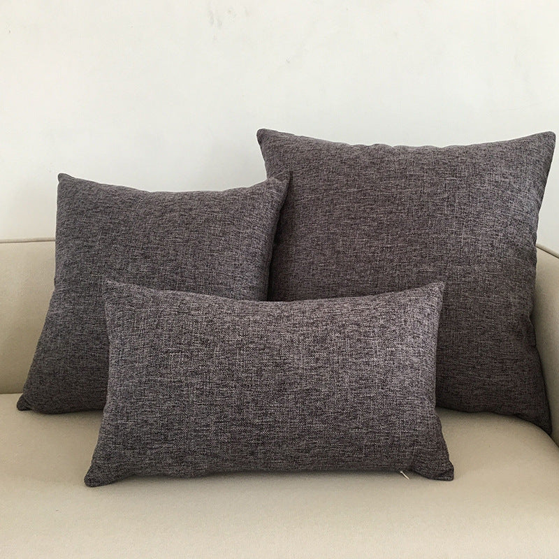 Solid Color Cotton and Linen Throw Pillow Cover