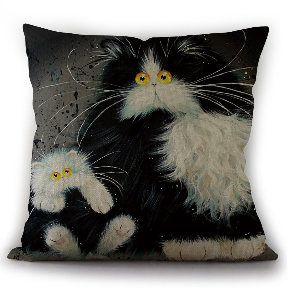 Cartoon Cat Pillow Cover