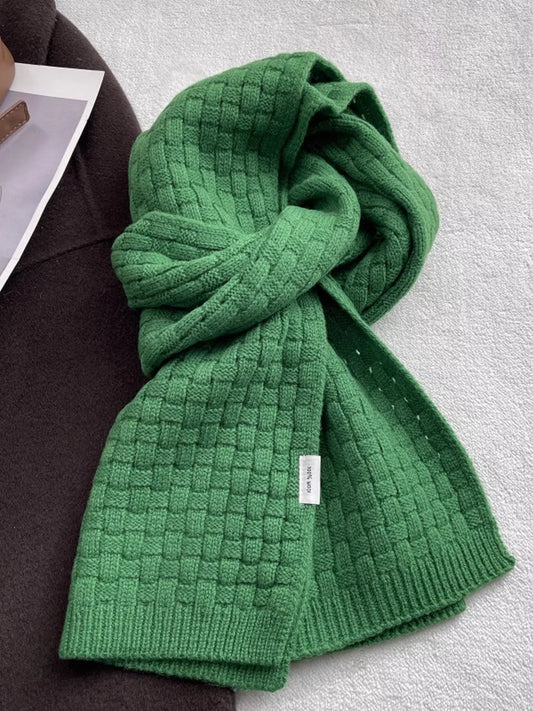 Aspen dark green textured wool scarf for cold-weather outfits