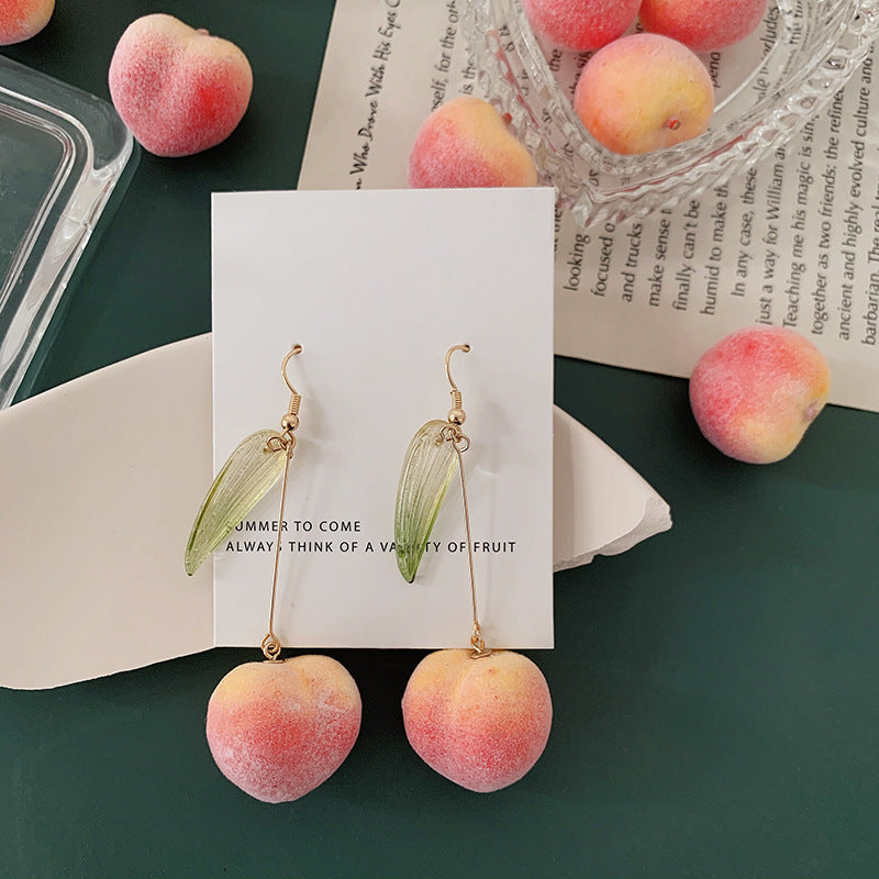 Sweet Peach Long Earrings Girl