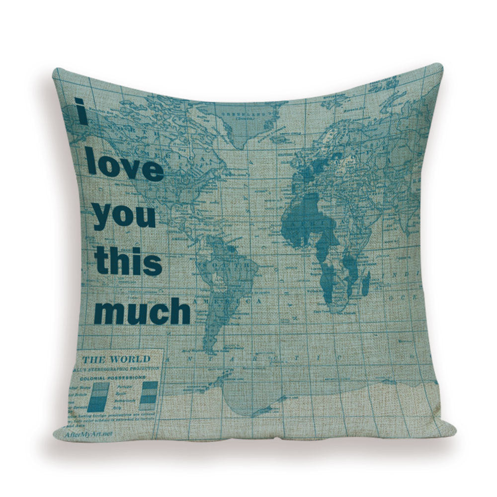 Retro Toss Pillowcase - World Map