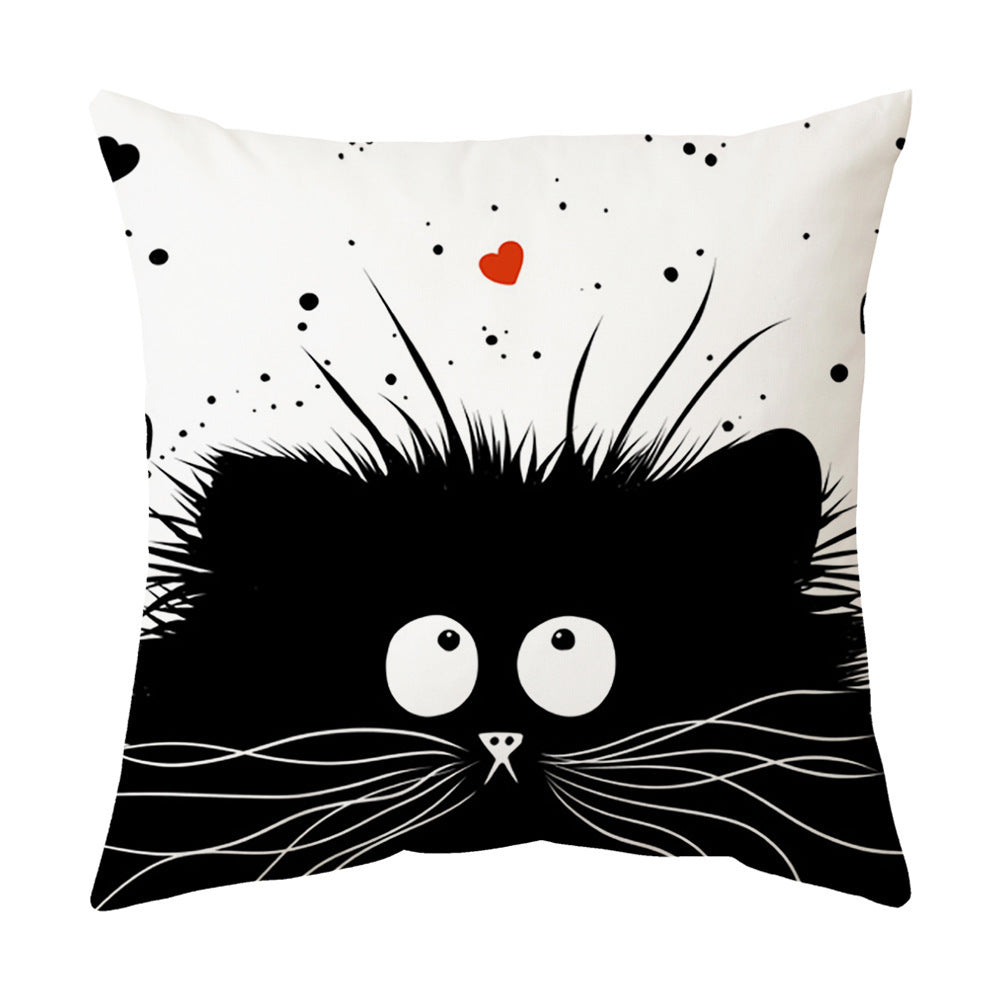 Cartoon Cat Pillow Cover