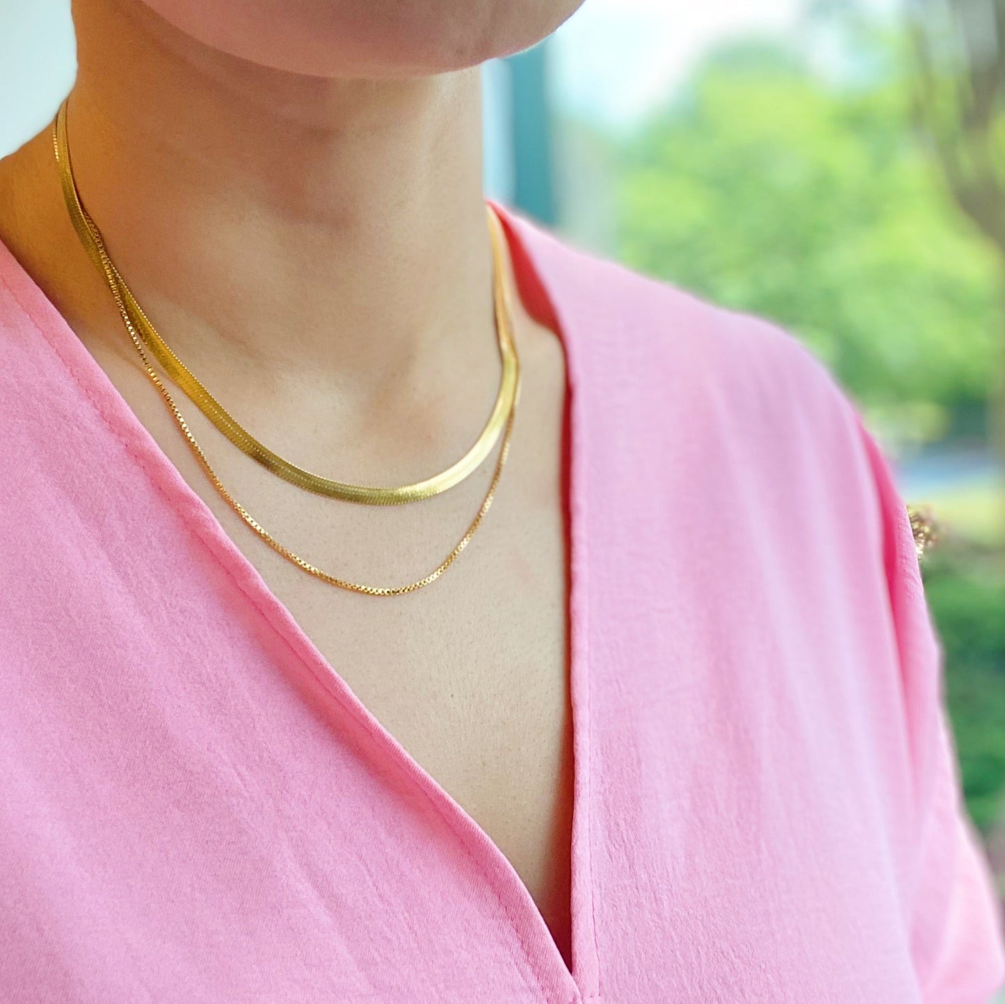 The Riviera Layered Herringbone Necklace