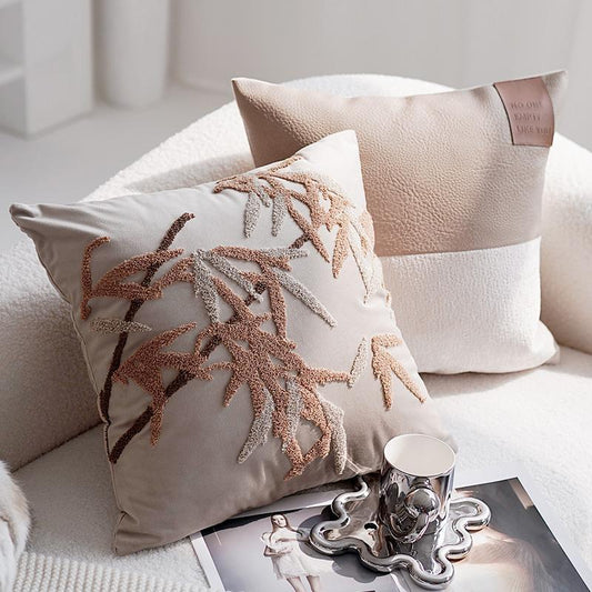 Plant Leaves Tufted Pillow Cover