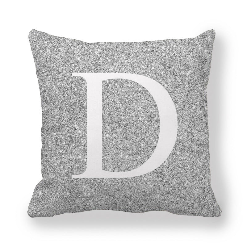 Fashion Gray Shading 26 English Letters Encrypted Peach Skin Fabric Pillow Cover