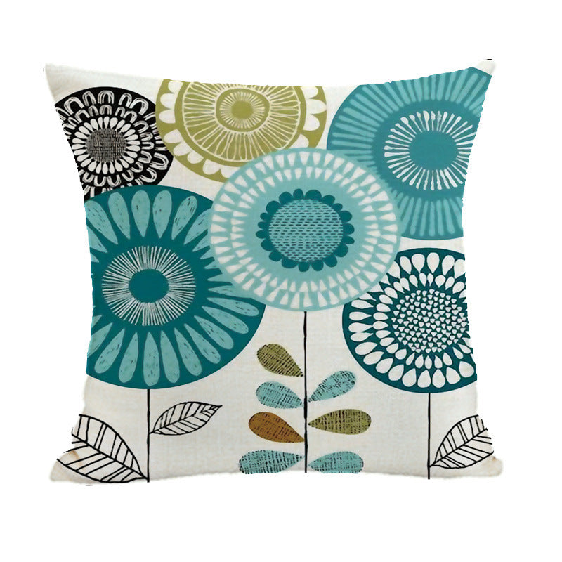 Linen Painted Style Geometric Abstract Pillow Cover