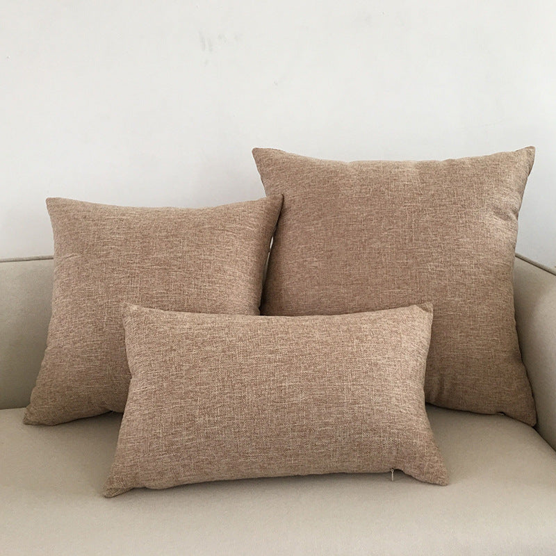 Solid Color Cotton and Linen Throw Pillow Cover