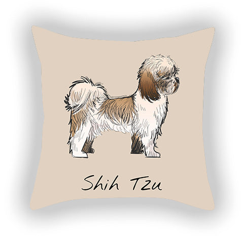 Doggies!  Printed Pillow Cover Short Plush - Cotton and Linen