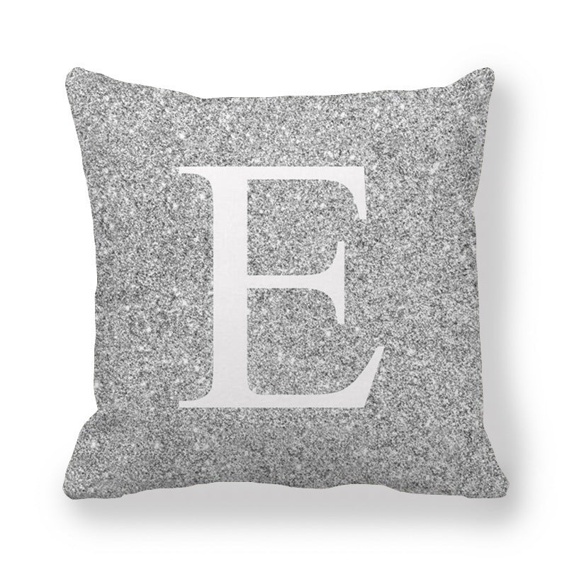 Fashion Gray Shading 26 English Letters Encrypted Peach Skin Fabric Pillow Cover