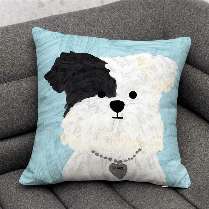 Cute Dog Cartoon Throw Pillow Dormitory Bedroom Square