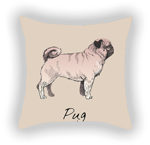 Doggies!  Printed Pillow Cover Short Plush - Cotton and Linen