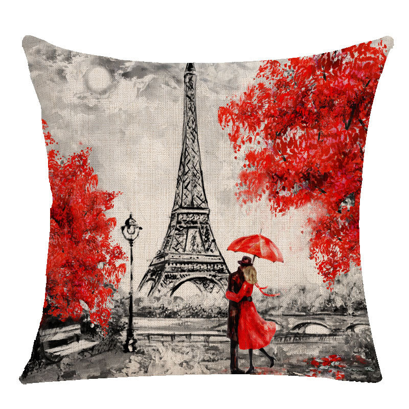 Maple Leaf Oil Painting Series Linen Pillow Cover