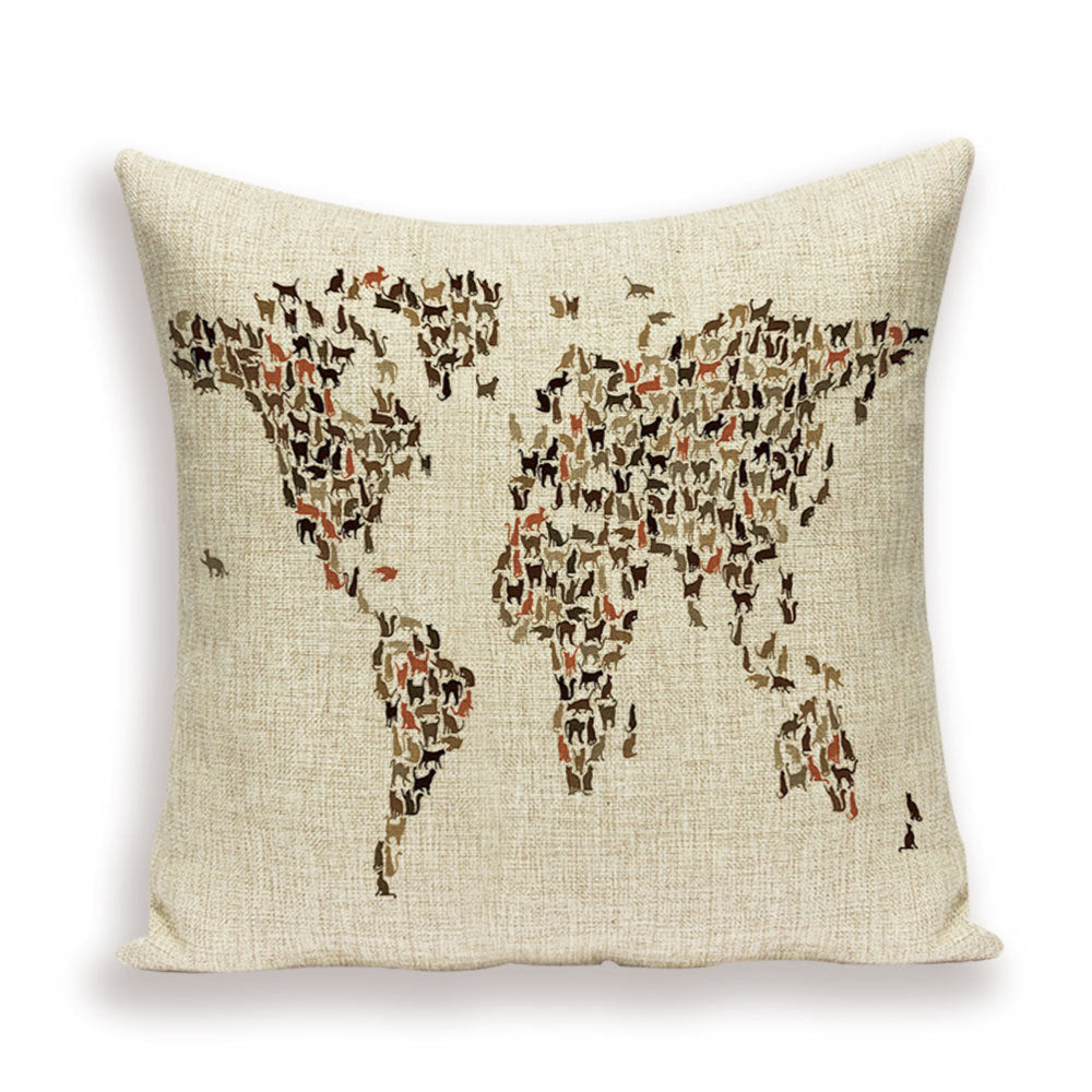 Retro Toss Pillowcase - World Map