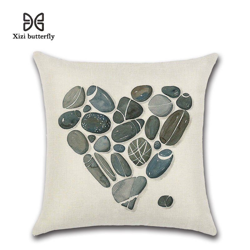 Feather & Stone Artistic Linen Cotton Linen Printing Pillow Cover