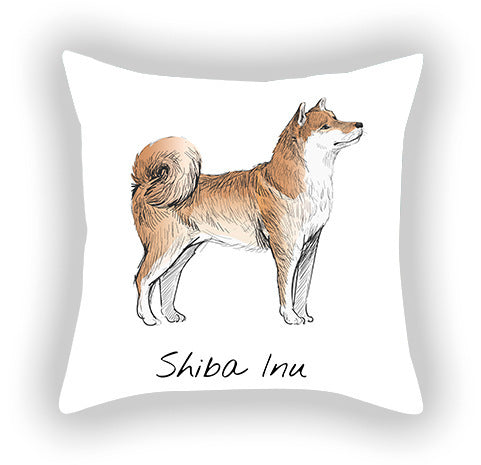 Doggies!  Printed Pillow Cover Short Plush - Cotton and Linen