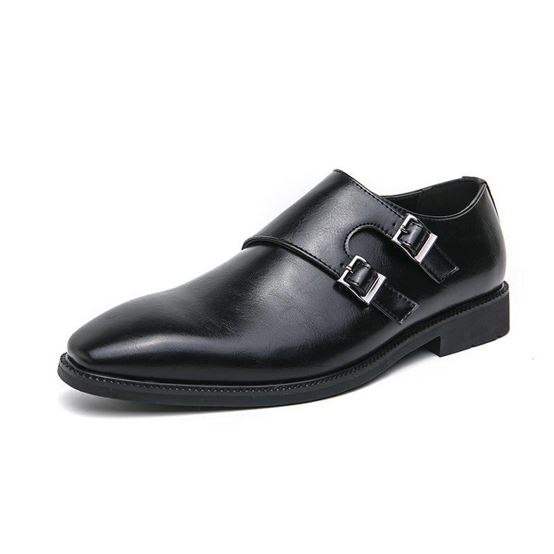 Business Formal Wear Leather Shoes Men's Casual Three Joint Pumps Mengke Buckle Office Shoes