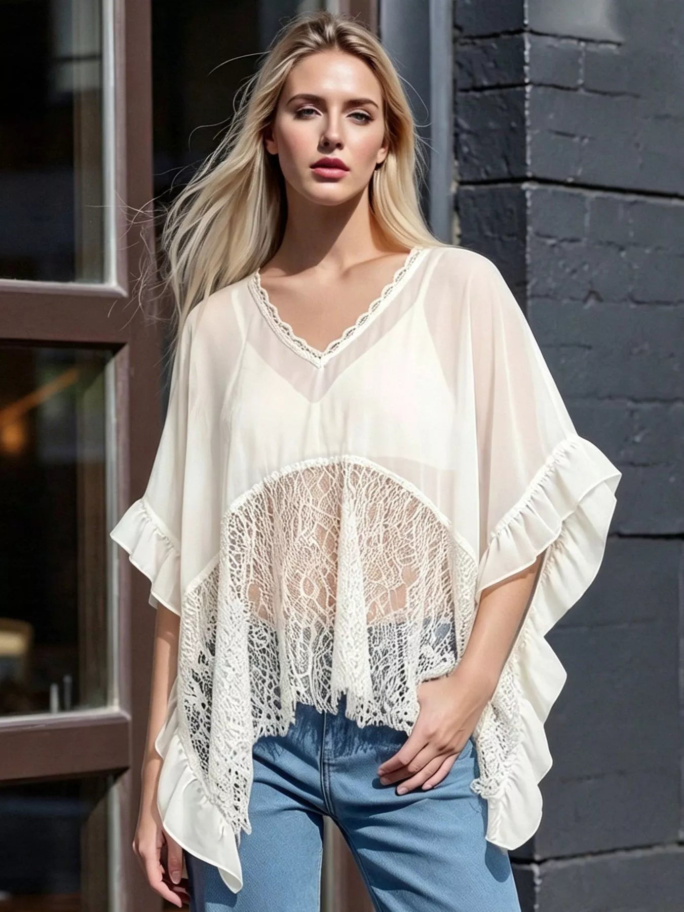 Santorini-inspired swim cover-up styled for resort wear