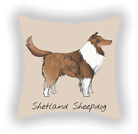 Doggies!  Printed Pillow Cover Short Plush - Cotton and Linen