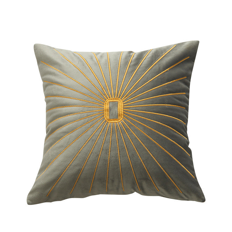 Velvet Gold Thread Embroidery Pillow Cover