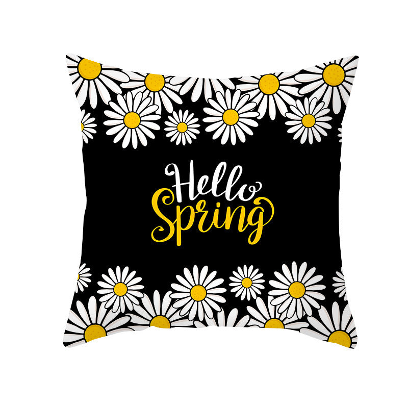 Yellow Daisy Flower Pillow Cover