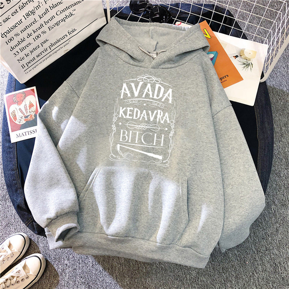 Women Fleece Loose Hoodie "Avada Kedavra Bitch"