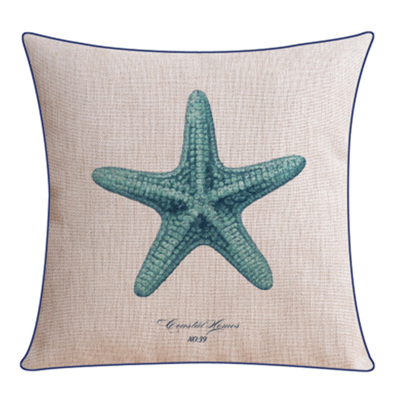 Classical Style Seaweed Starfish Pillow Thick Cotton Linen Sofa Cushion Cover