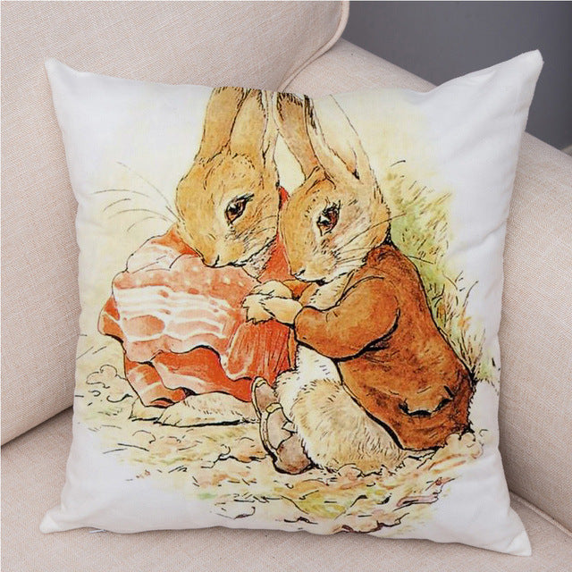 Rabbit Peach Skin Fabric Pillow Cover